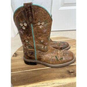 Smokey Mountain Boots Flower Embroidery Design Kids Size 1.5 R Cowboy Western